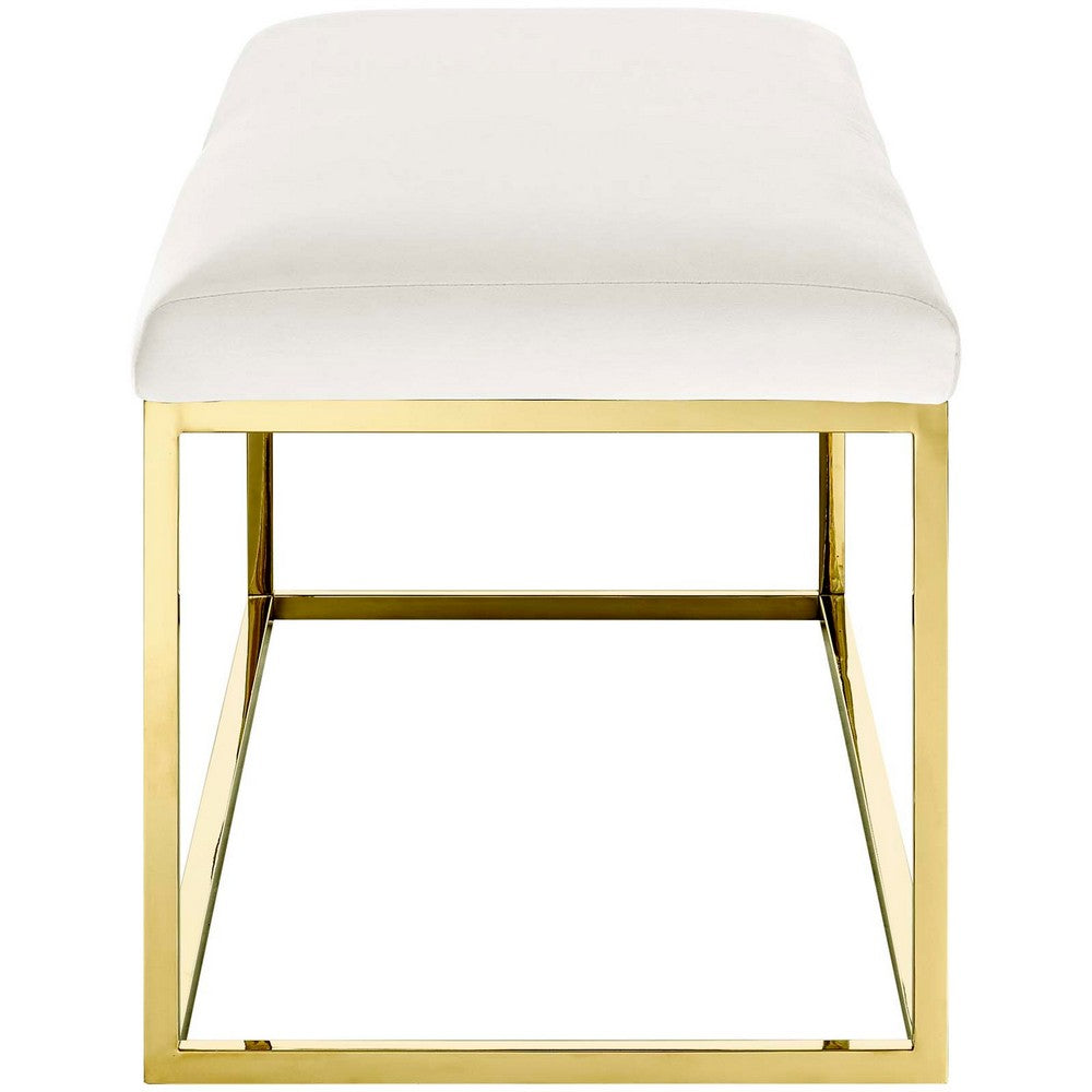 Anticipate Fabric Bench by Modway| Gold Ivory
