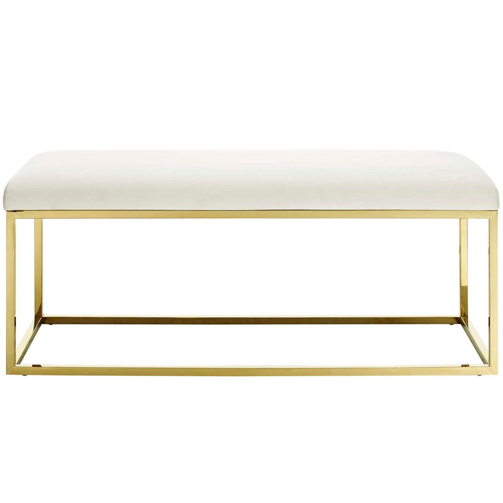Anticipate Fabric Bench by Modway| Gold Ivory
