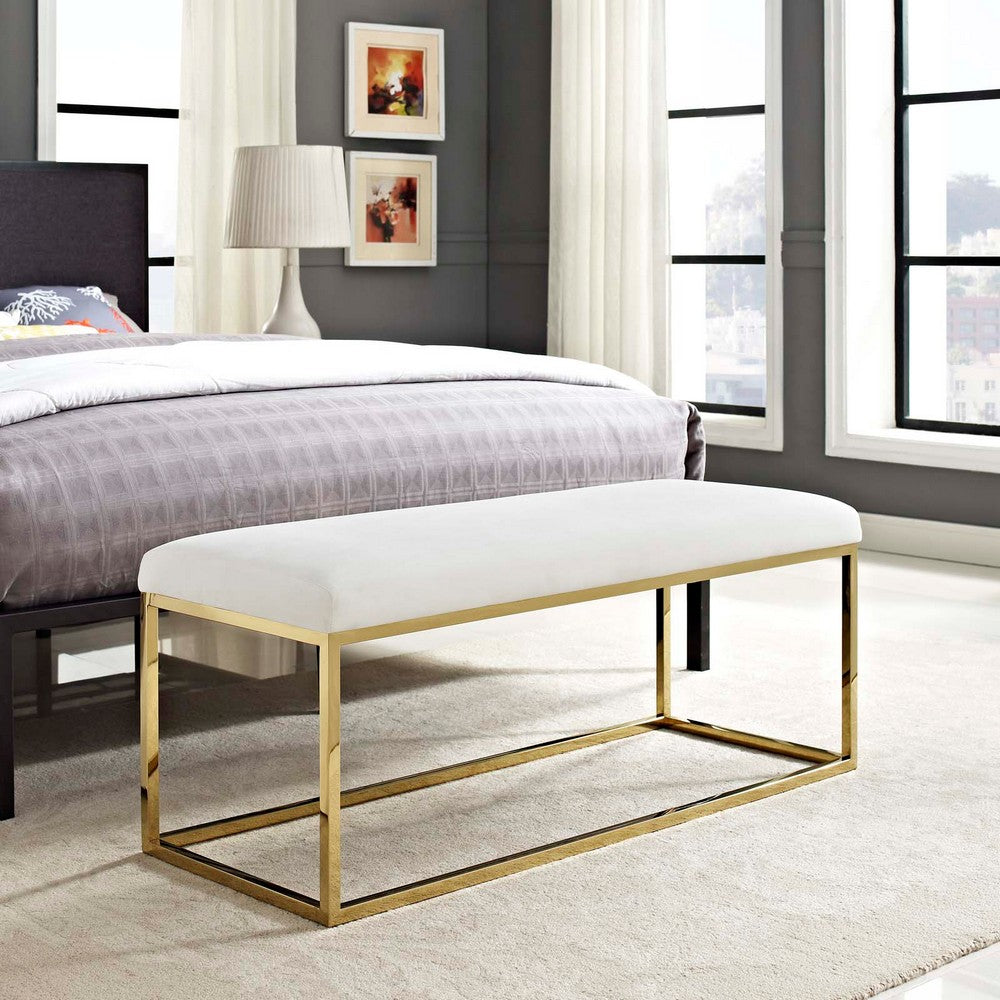 Anticipate Fabric Bench by Modway| Gold Ivory