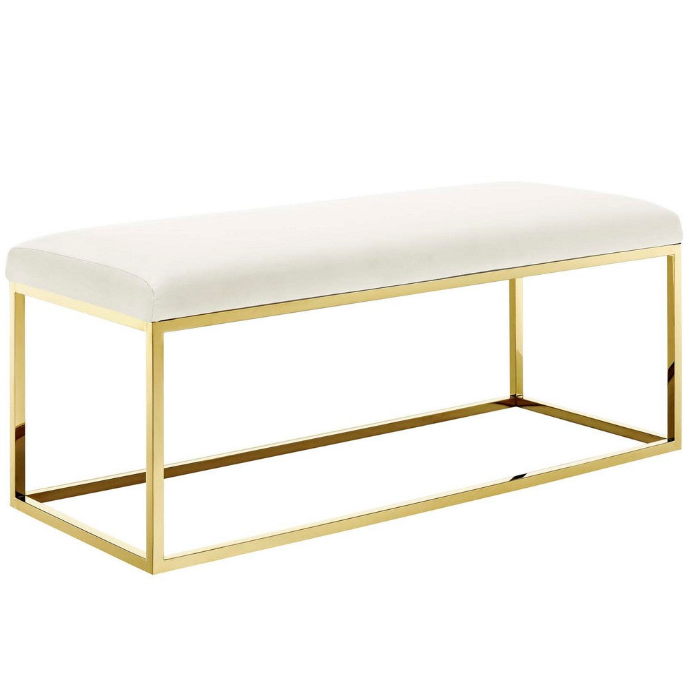 Anticipate Fabric Bench by Modway| Gold Ivory