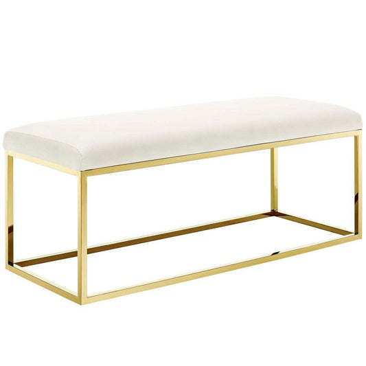Anticipate Fabric Bench, Gold Ivory - No Shipping Charges