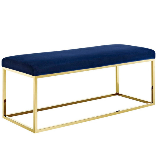 Anticipate Fabric Bench, Gold Navy - No Shipping Charges