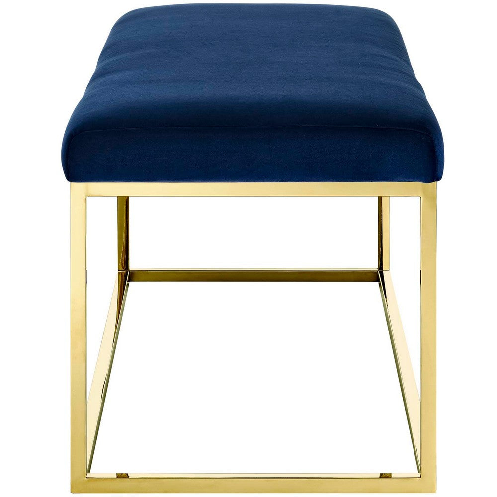 Anticipate Fabric Bench by Modway| Gold Navy