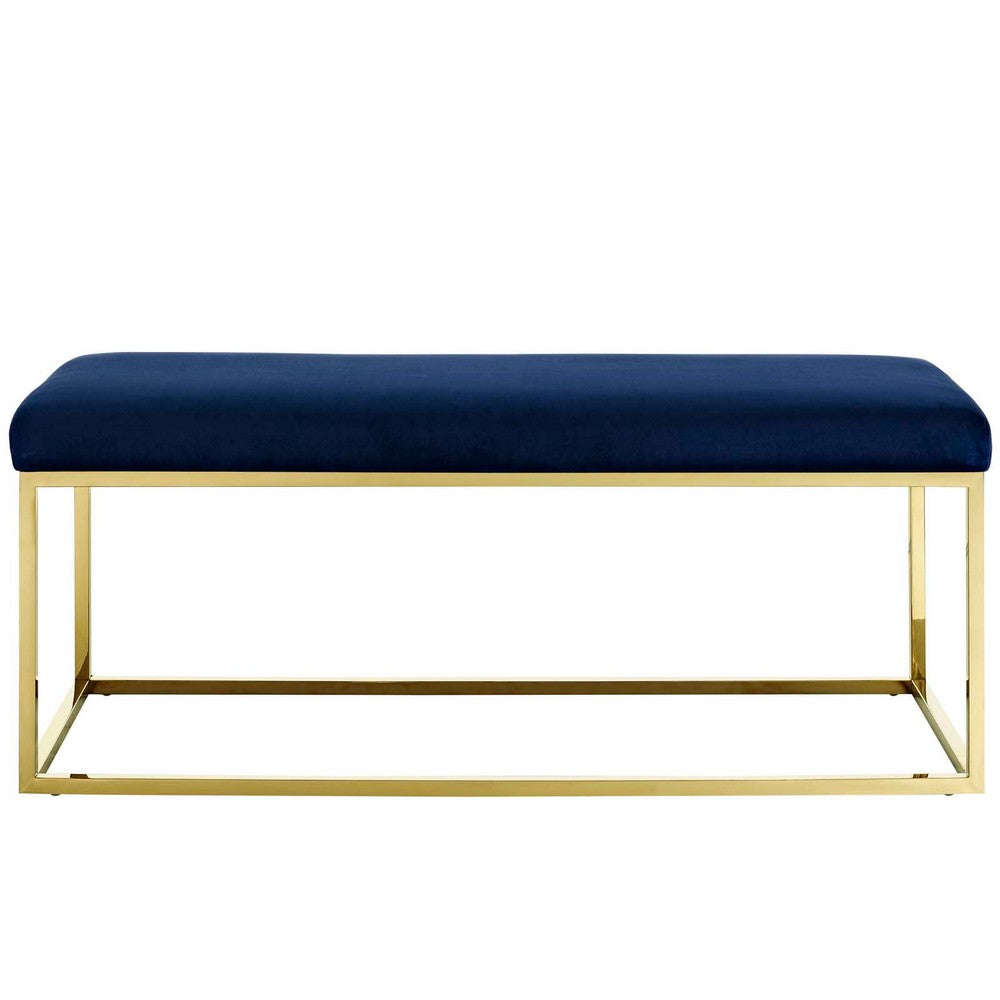 Anticipate Fabric Bench by Modway| Gold Navy