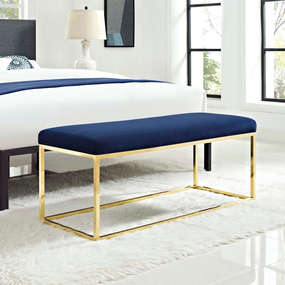 Anticipate Fabric Bench by Modway| Gold Navy