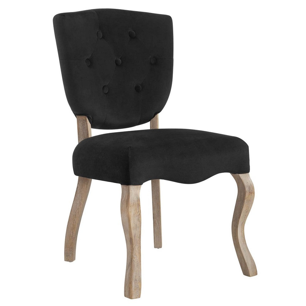 Array Vintage French Performance Velvet Dining Side Chair by Modway| Black