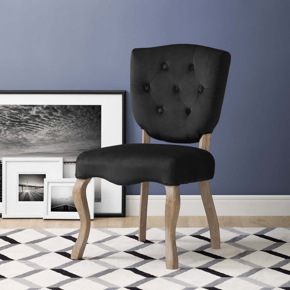Array Vintage French Performance Velvet Dining Side Chair by Modway| Black