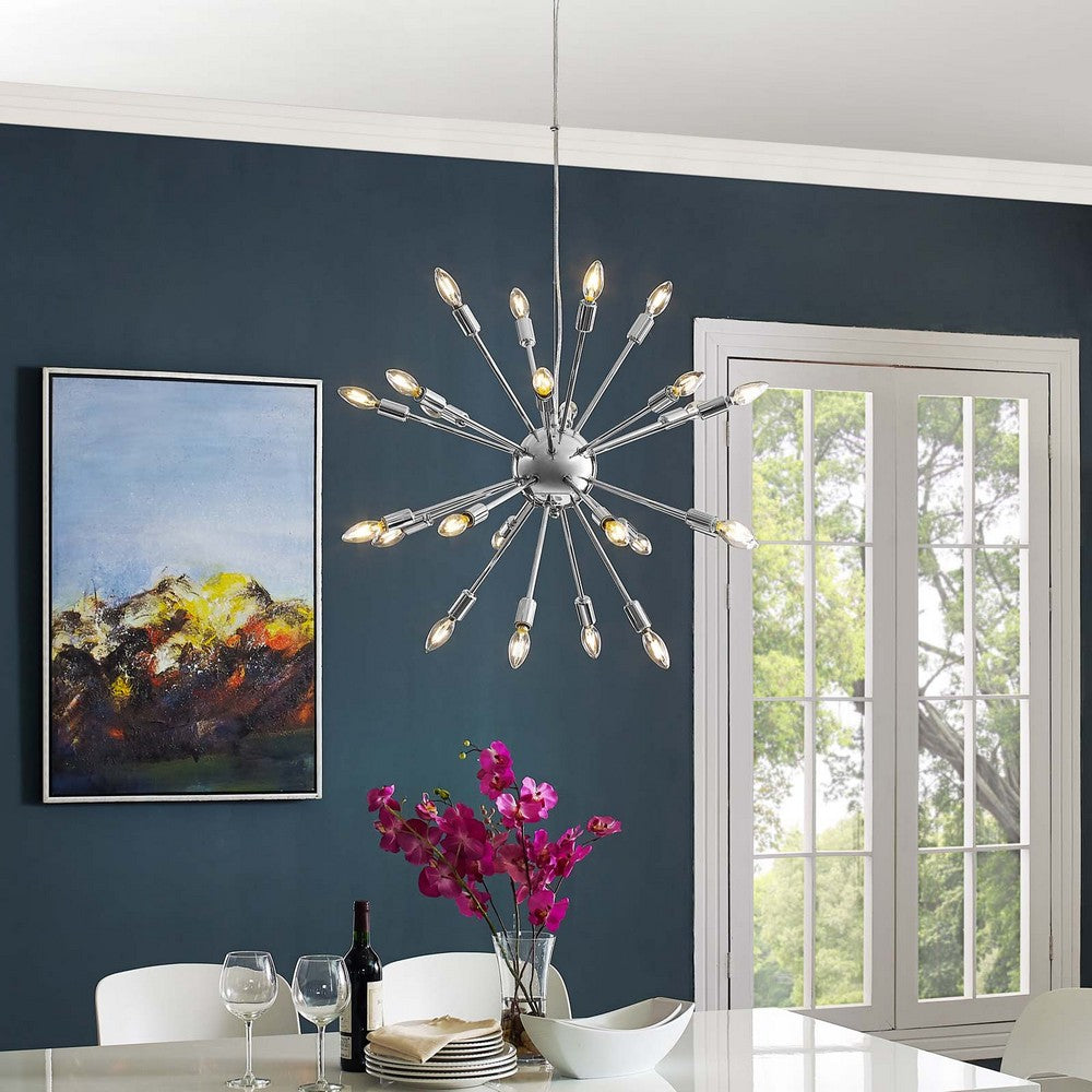 Gamut Metal Chandelier by Modway| Silver