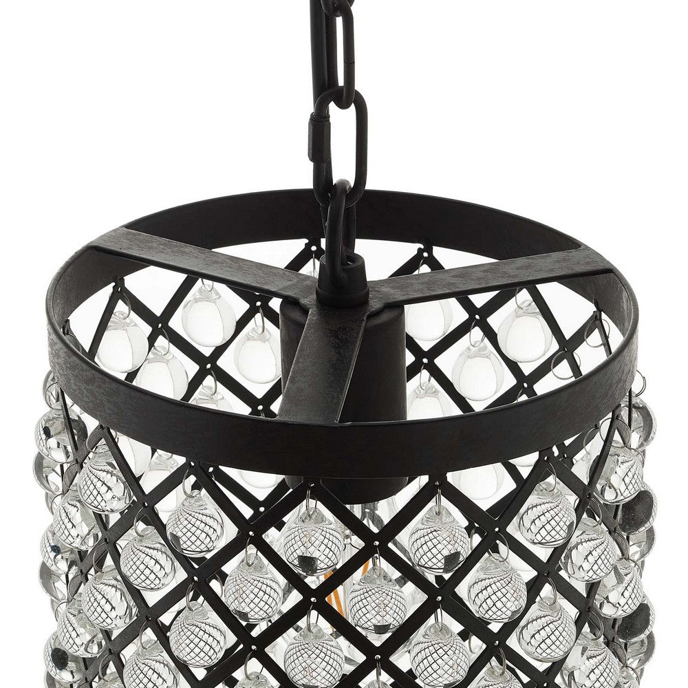 Reflect Glass and Metal Pendant Chandelier by Modway| Black