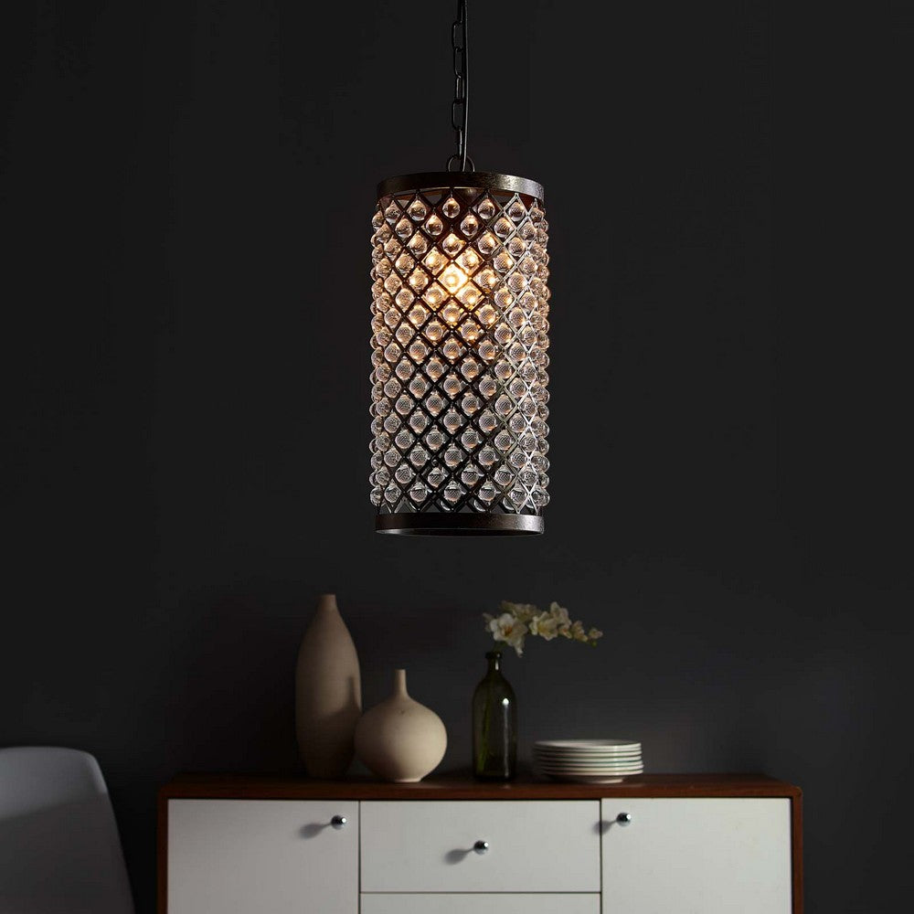 Reflect Glass and Metal Pendant Chandelier by Modway| Black