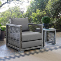 Modway Aura Wicker Rattan Outdoor Patio Arm Chair with Cushions in Gray Gray