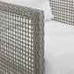 Modway Aura Wicker Rattan Outdoor Patio Arm Chair with Cushions in Gray White MDY-EEI-2918-GRY-WHI