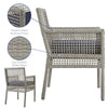 Modway Aura Wicker Rattan Outdoor Patio Dining Arm Chair with Cushion in Gray Navy MDY-EEI-2920-GRY-NAV