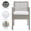 Modway Aura Wicker Rattan Outdoor Patio Dining Arm Chair with Cushion in Gray White MDY-EEI-2920-GRY-WHI