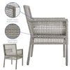 Modway Aura Wicker Rattan Outdoor Patio Dining Arm Chair with Cushion in Gray White MDY-EEI-2920-GRY-WHI