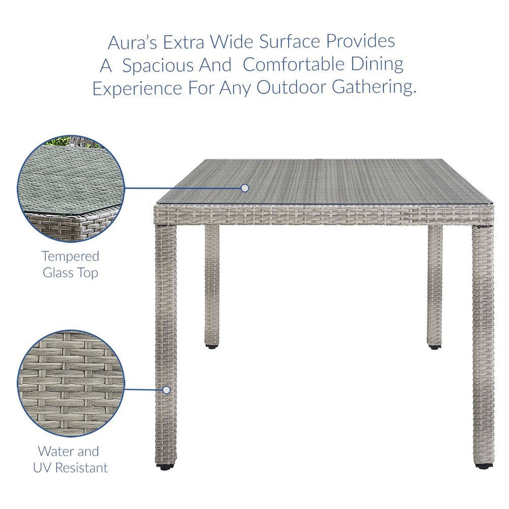 Aura 68’’ Outdoor Patio Wicker Rattan Dining Table by Modway MDY-EEI-2921-GRY