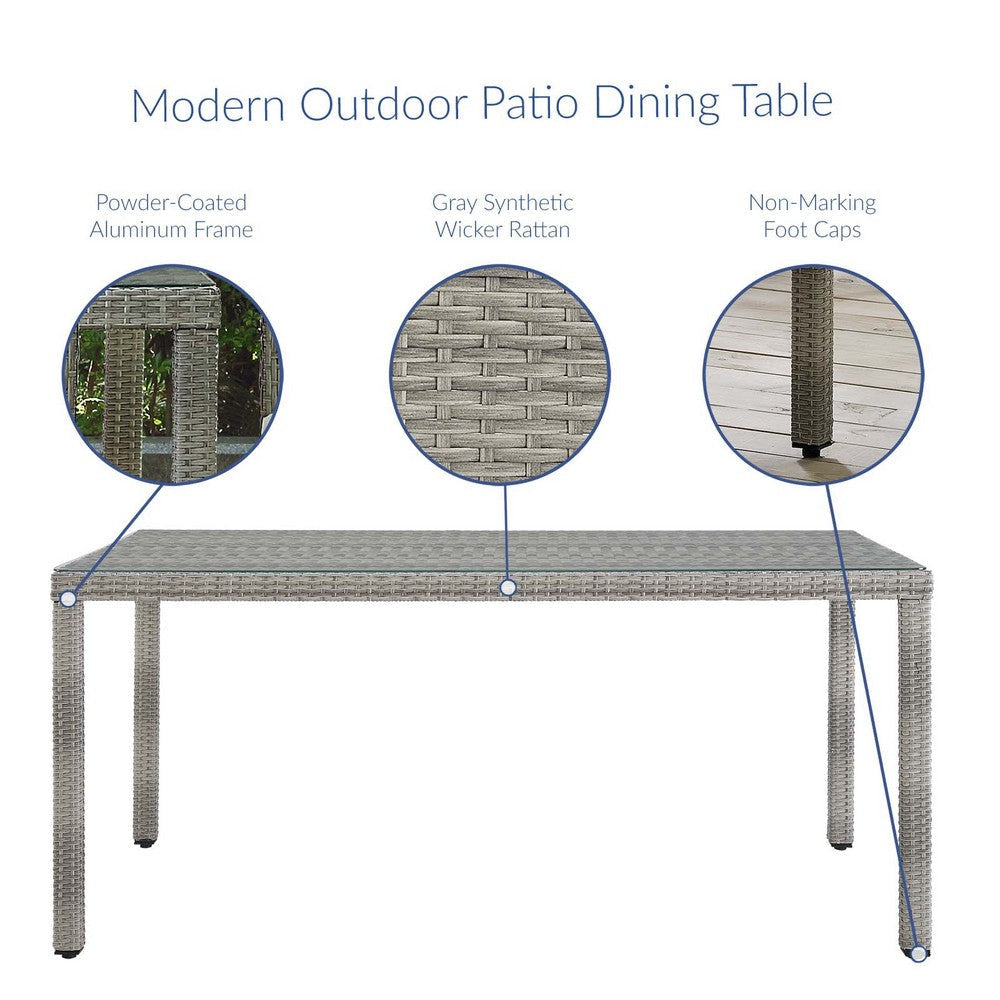 Aura 68’’ Outdoor Patio Wicker Rattan Dining Table by Modway MDY-EEI-2921-GRY