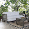 Modway Aura Outdoor Patio Wicker Rattan, Sofa, Gray White