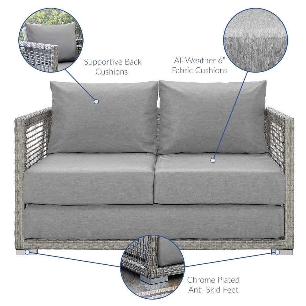 Modway Aura Outdoor Patio Wicker Rattan Loveseat Gray Gray MDY-EEI-2924-GRY-GRY