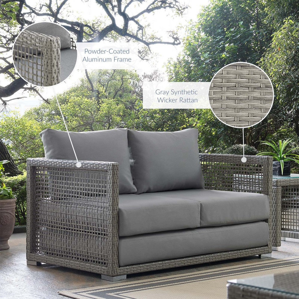 Modway Aura Outdoor Patio Wicker Rattan Loveseat Gray Gray MDY-EEI-2924-GRY-GRY