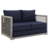 Aura Outdoor Patio Wicker Rattan Loveseat by Modway| Blue