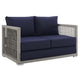 Aura Outdoor Patio Wicker Rattan Loveseat by Modway| Blue