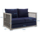 Aura Outdoor Patio Wicker Rattan Loveseat by Modway| Blue