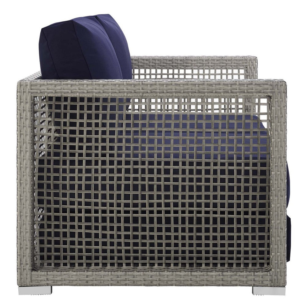 Aura Outdoor Patio Wicker Rattan Loveseat by Modway| Blue