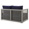 Aura Outdoor Patio Wicker Rattan Loveseat by Modway| Blue