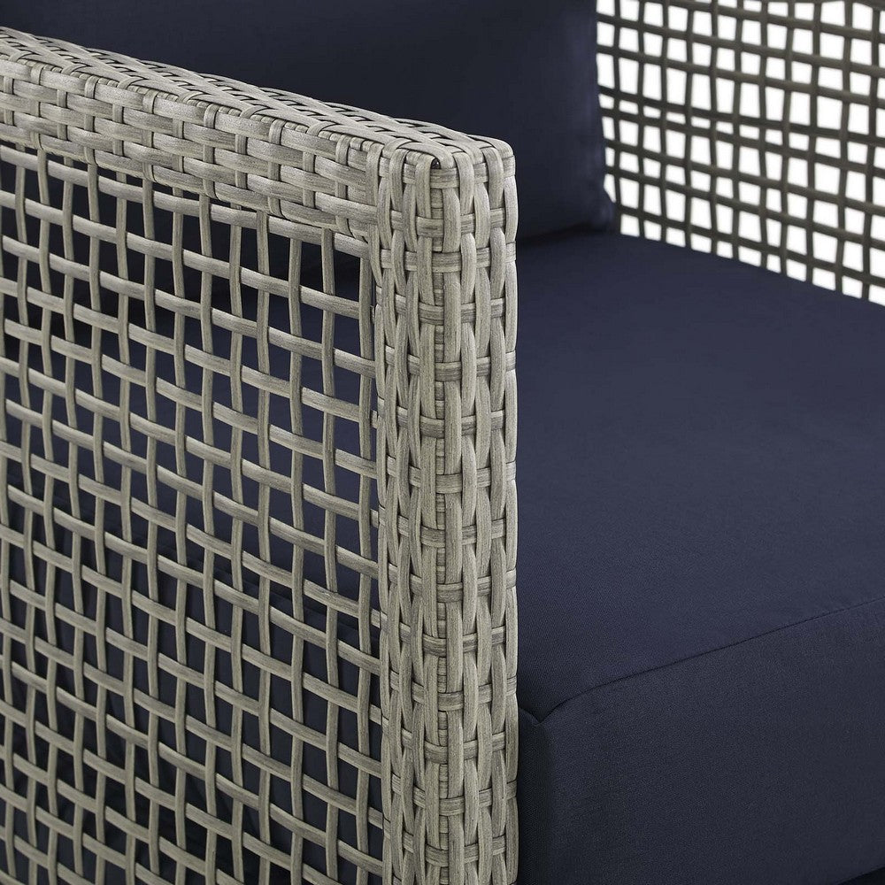 Aura Outdoor Patio Wicker Rattan Loveseat by Modway| Blue