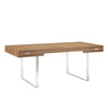 Modway Tinker Contemporary Modern Wood and Stainless Steel Office Desk With Two Drawers in Natural