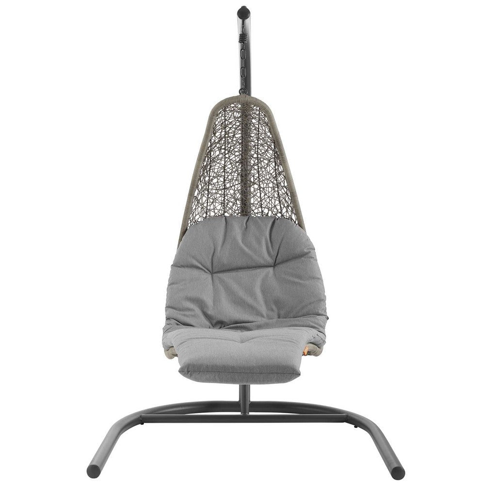 Modway Landscape Wicker Rattan Outdoor Patio Porch Chaise Lounge Hanging Swing Chair Set with Stand in Light Gray Gray MDY-EEI-2952-LGR-GRY