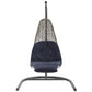 Modway Landscape Wicker Rattan Outdoor Patio Porch Chaise Lounge Hanging Swing Chair Set with Stand in Light Gray Navy MDY-EEI-2952-LGR-NAV