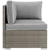 Modway Repose Wicker Rattan Outdoor Patio Corner Sectional Sofa Chair with Cushions in Light Gray Gray MDY-EEI-2956-LGR-GRY