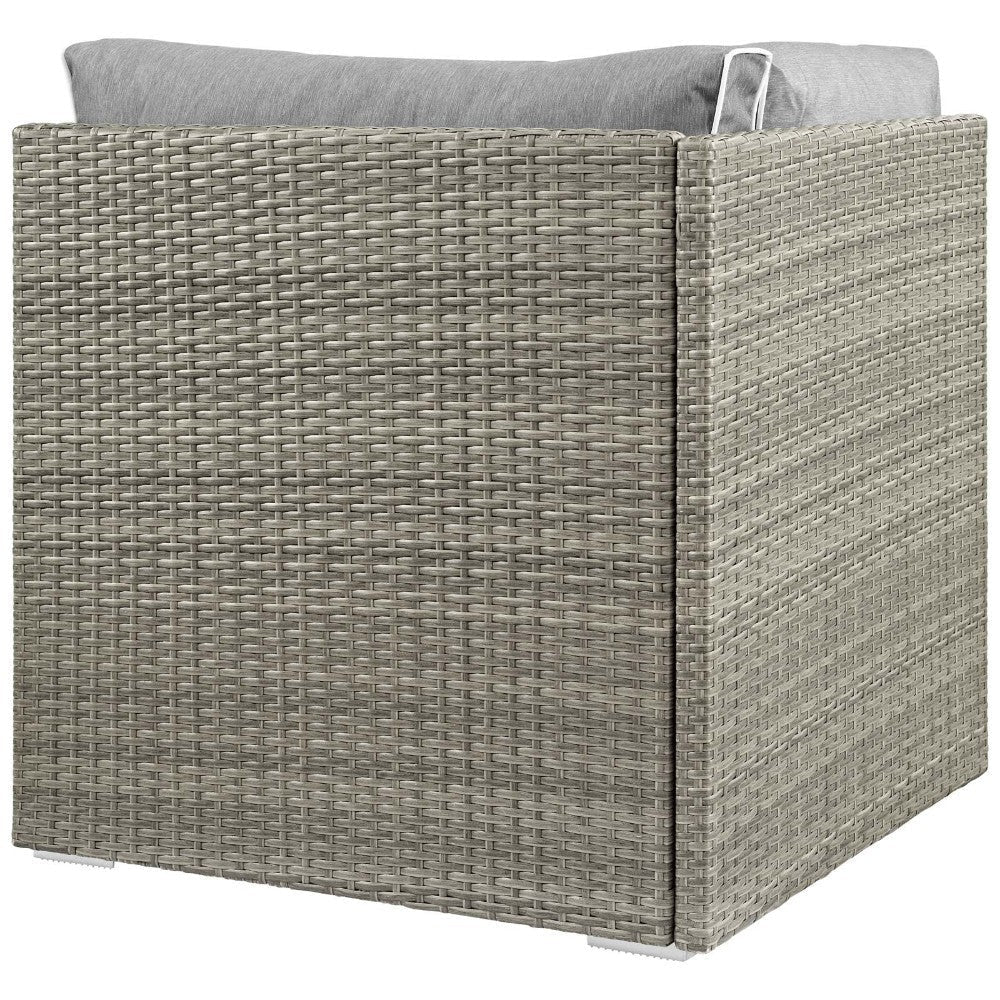 Modway Repose Wicker Rattan Outdoor Patio Corner Sectional Sofa Chair with Cushions in Light Gray Gray MDY-EEI-2956-LGR-GRY