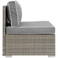 Modway Repose Wicker Rattan Outdoor Patio Armless Sectional Sofa Chair with Cushions in Light Gray Gray MDY-EEI-2958-LGR-GRY