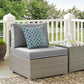 Modway Repose Wicker Rattan Outdoor Patio Armless Sectional Sofa Chair with Cushions in Light Gray Gray MDY-EEI-2958-LGR-GRY