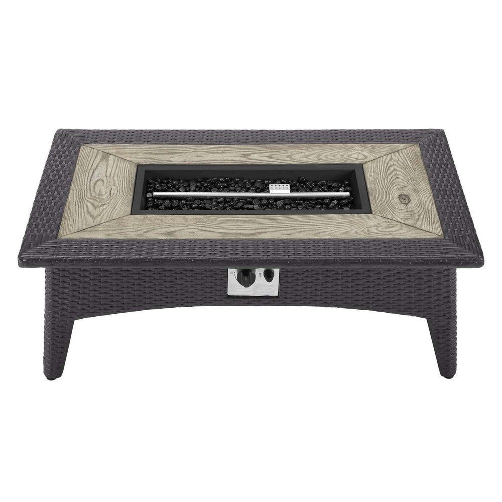 Splendor 43.5" Rectangle Outdoor Patio Fire Pit Table by Modway| Brown