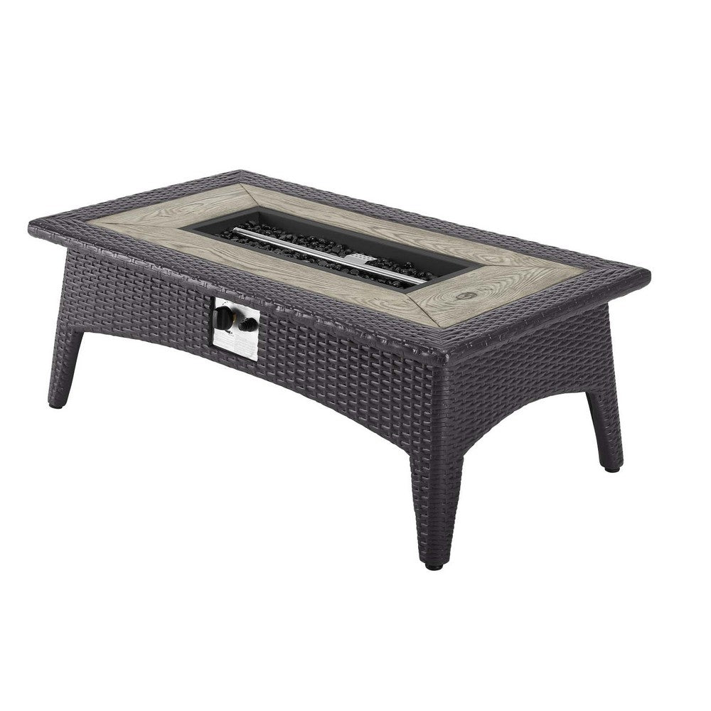 Splendor 43.5" Rectangle Outdoor Patio Fire Pit Table by Modway| Brown