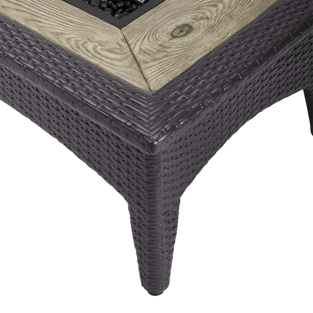Splendor 43.5" Rectangle Outdoor Patio Fire Pit Table by Modway| Brown