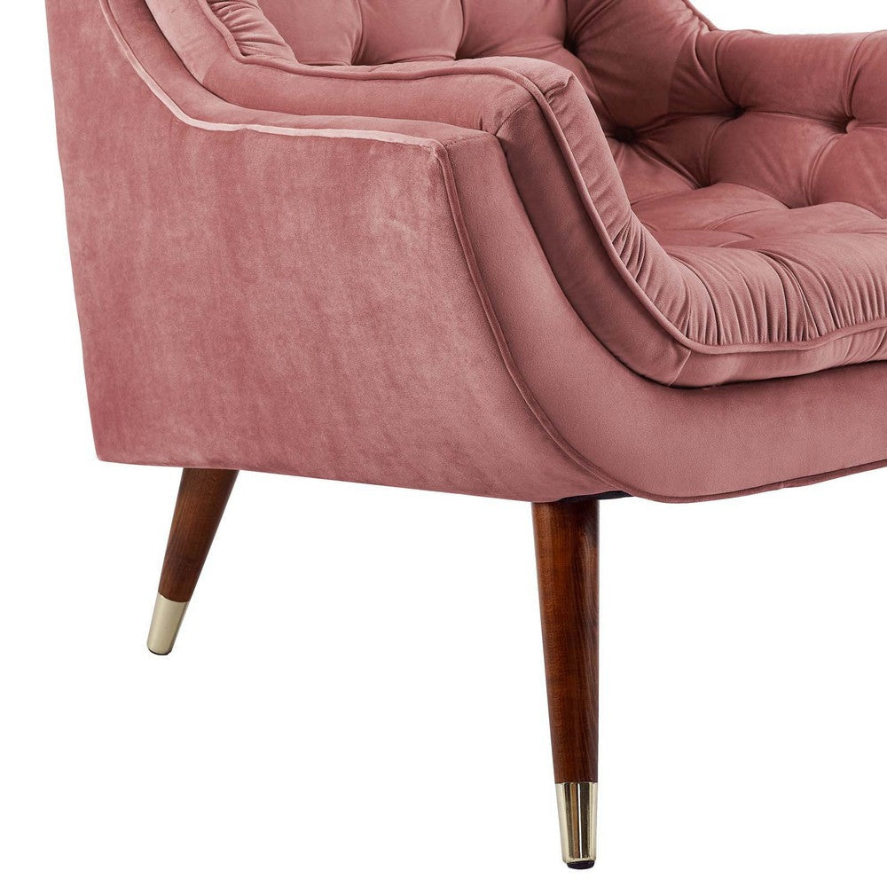 Modway Suggest Button Tufted Upholstered Velvet Lounge Chair Dusty Rose MDY-EEI-3001-DUS