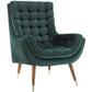 Modway Suggest Button Tufted Upholstered Velvet Lounge Chair, Green