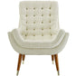 Modway Suggest Button Tufted Upholstered Velvet Lounge Chair Ivory MDY-EEI-3001-IVO