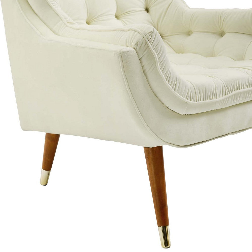 Suggest Button Tufted Performance Velvet Lounge Chair by Modway| White