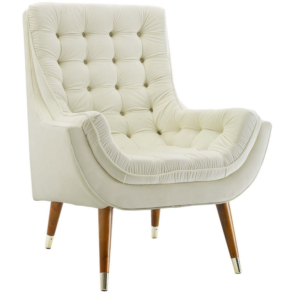 Suggest Button Tufted Performance Velvet Lounge Chair by Modway| White