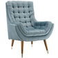 Modway Suggest Button Tufted Upholstered Velvet Lounge Chair, Light Blue