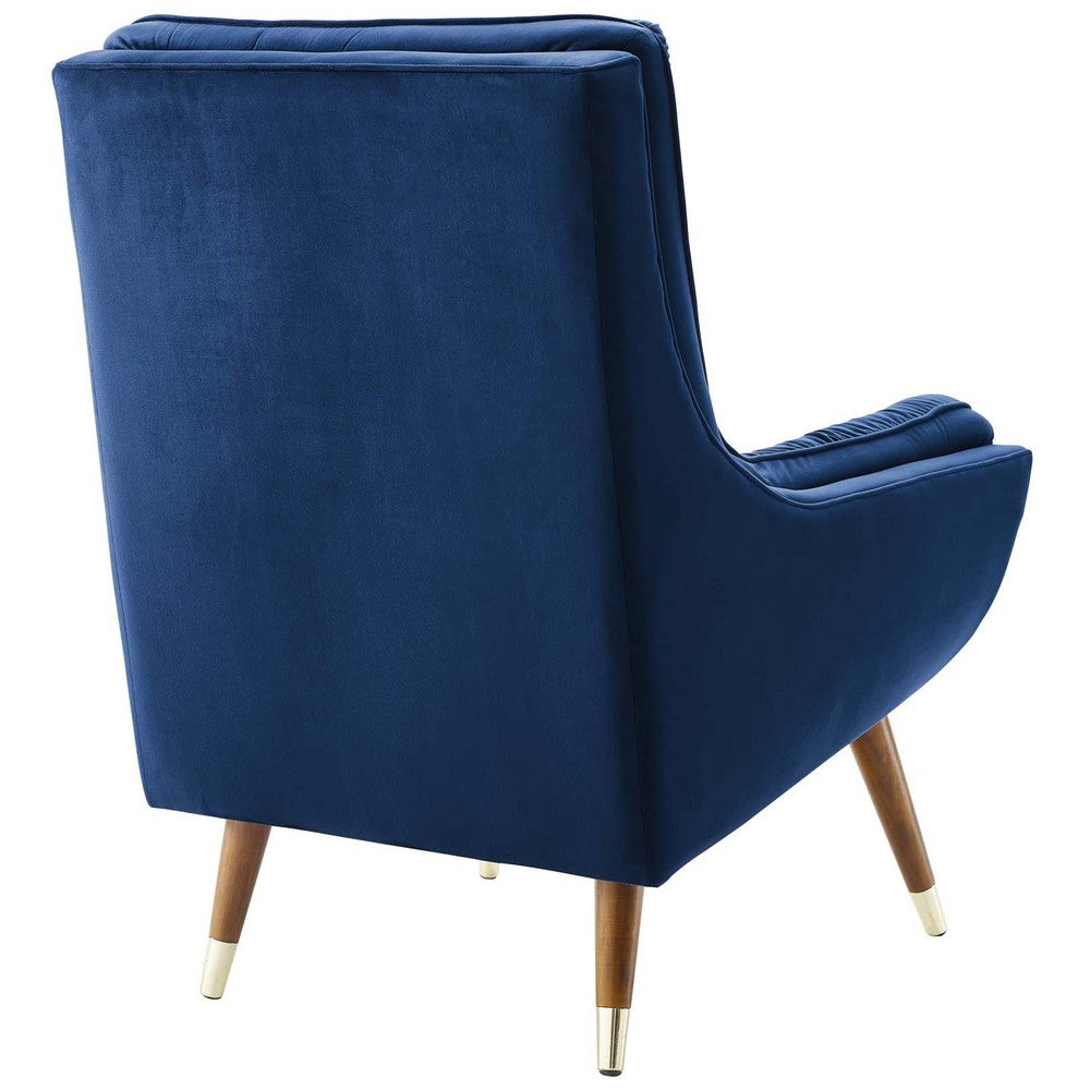 Suggest Button Tufted Performance Velvet Lounge Chair by Modway| Blue