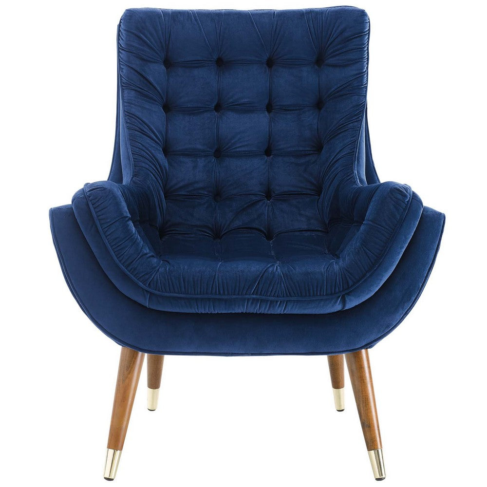 Suggest Button Tufted Performance Velvet Lounge Chair by Modway| Blue