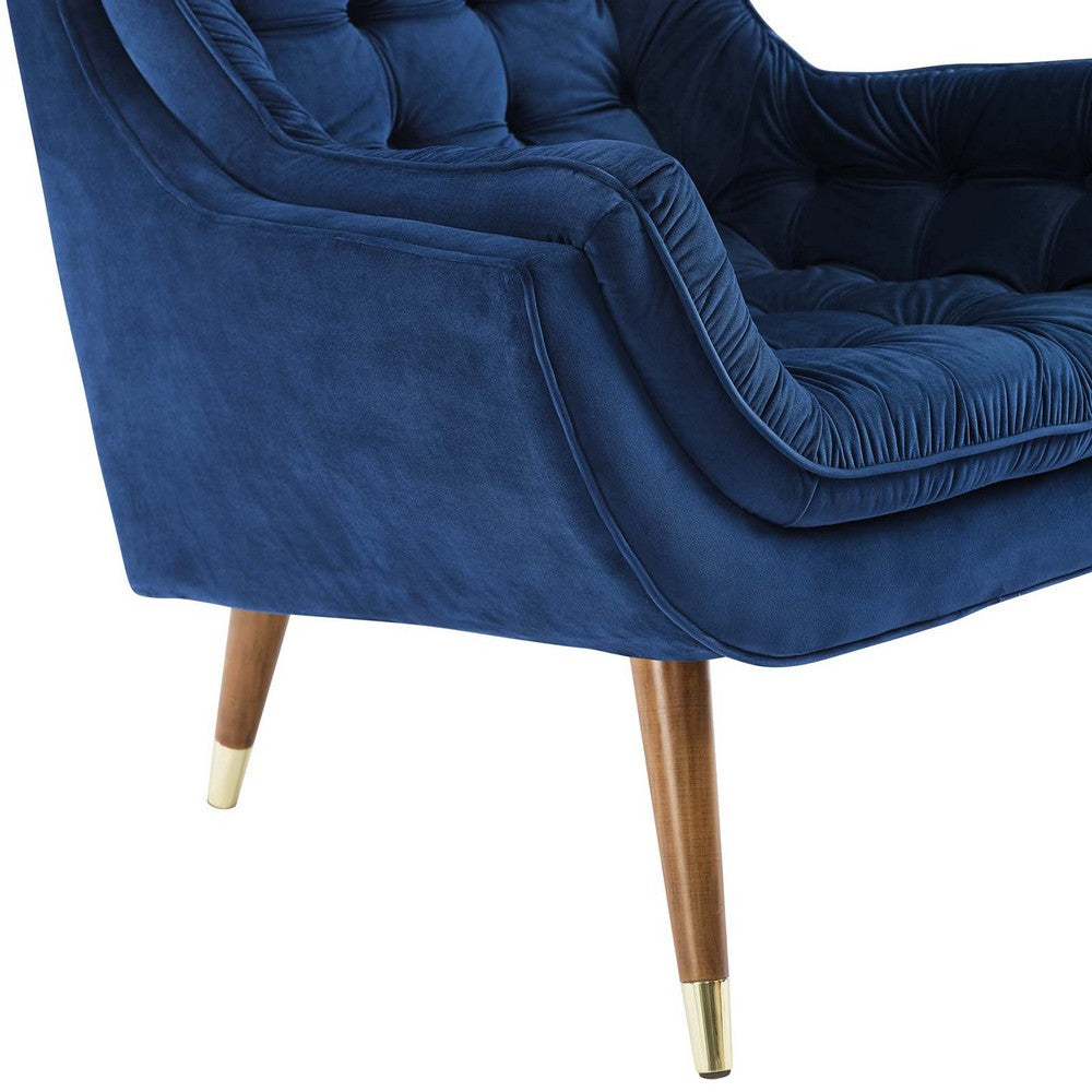 Suggest Button Tufted Performance Velvet Lounge Chair by Modway| Blue