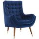 Suggest Button Tufted Performance Velvet Lounge Chair by Modway| Blue